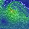 Supercomputer-generated views of wind, waves, and tempearture